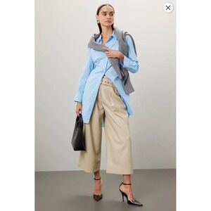 New! Eudon Choi‎ Paperbag Wide Leg Vegan Leather Pants sz 2